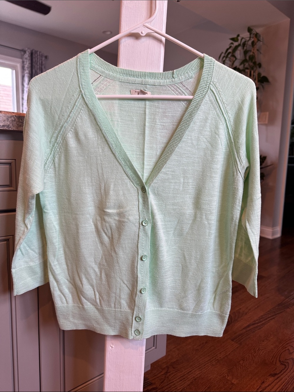 Light Mint Green V-Neck Button Cardigan Sweater